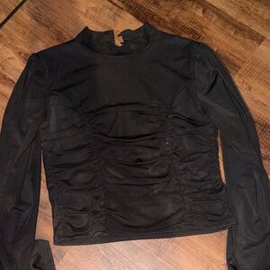 Elegant Black Ruched Women's Top